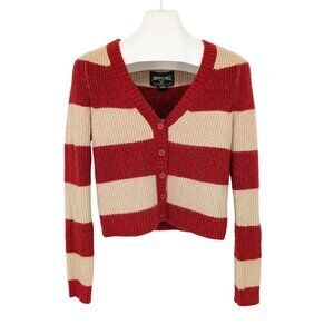 American Eagle Cropped Cardigan Women Size S Stripe Knit Casual Cozy Cottagecore